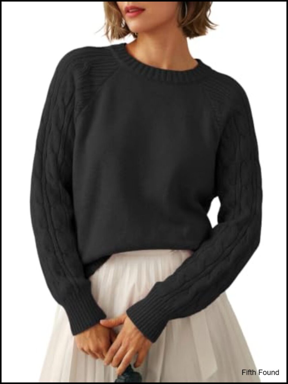 Womens Cable Knit Sweater Crewneck Long Sleeve Pullover Winter Top